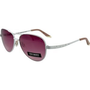 Steve Madden Jetsetter Womens Metal Aviator Sunglass White 53-14 Petite Fit